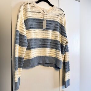 Z Supply Cream and Blue Striped Sweater
